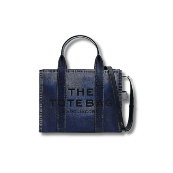 The Denim-Printed Leather Mini Tote Bag