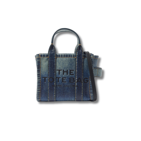 The Denim-Printed Leather Mini Tote Bag