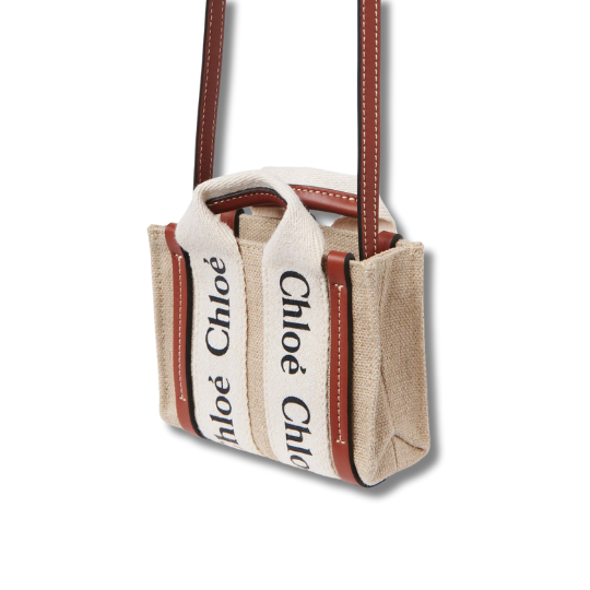 Nano Woody tote bag in linen